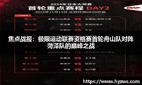 焦点战报：极限运动联赛资格赛首轮舟山队对阵菏泽队的巅峰之战